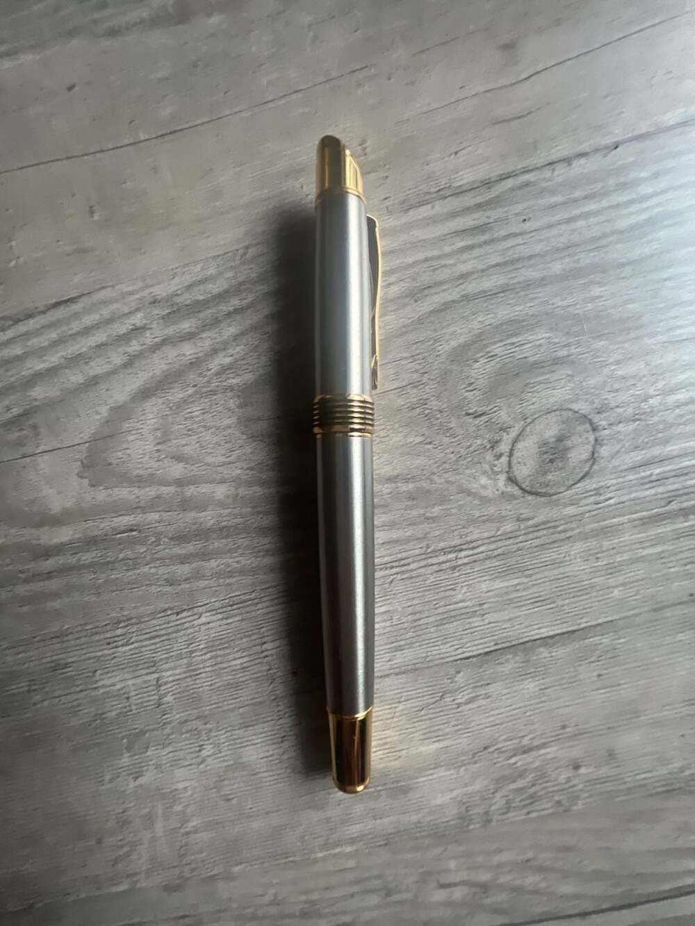 Parker IM Brushed Metal Gold Trim Rollerball Pen